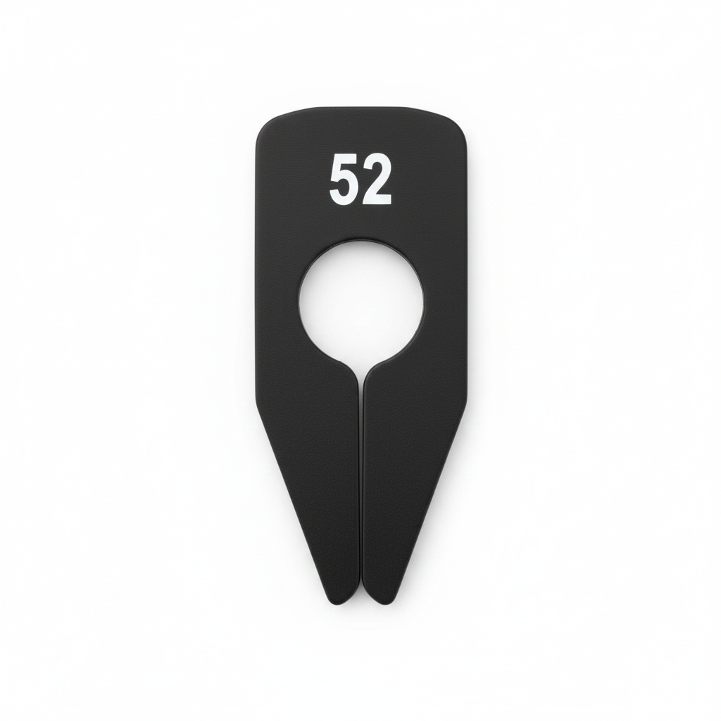 Size tags, oblong model, black - 10 pcs. Sizes from 1 to XXXL
