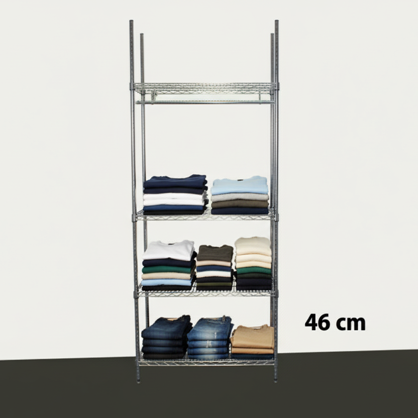 Wardrobe Shelf - TUBO (W 91 x D 46 x H 220 cm.) - Chrome