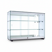 Normandy display cabinet, wide, medium, with tempered glass, incl. 2 shelves, sliding doors, mirrored back, 78 x 25 x 55 cm