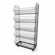 Stackable basket unit with 5 baskets and wheels – matte black, 81 x 43 x H160 cm