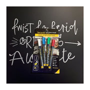 Marker pens, chalk marker for boards and glass, red, blue, green and white, 4 pcs., 1–2 mm