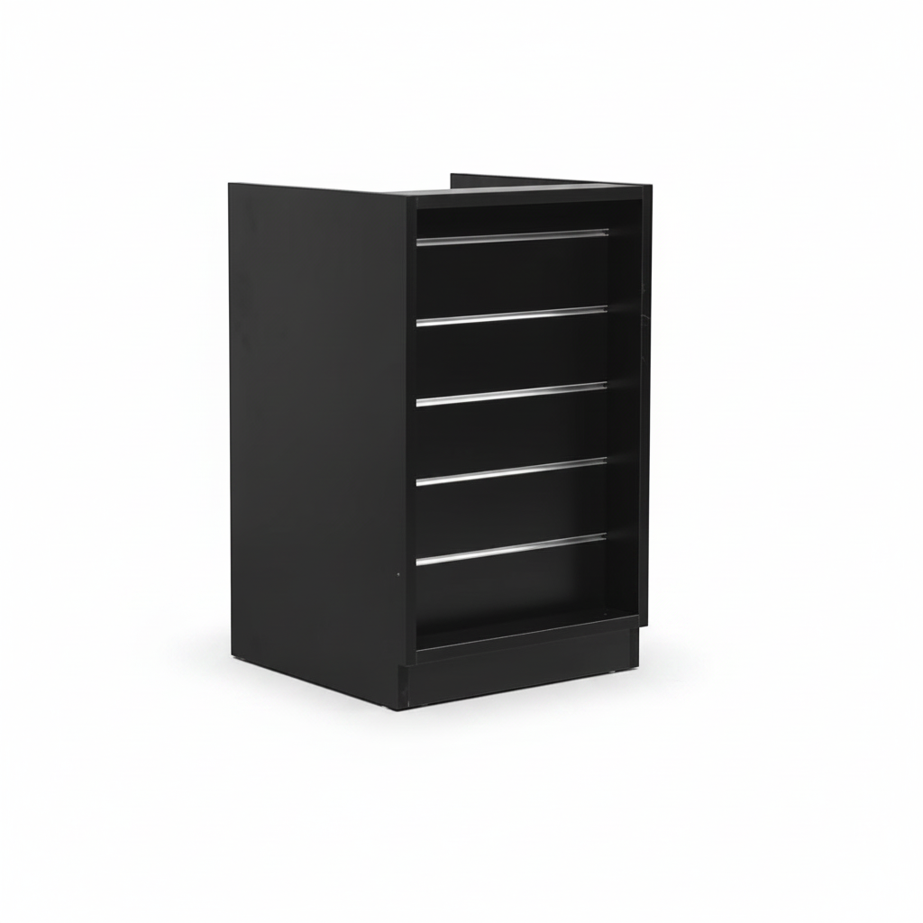 MADS Narrow Shop Counter, Black B 60 - Grooved Front Panel