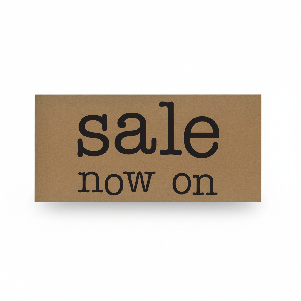 Poster. Sale now on, brown kraft, 64 x H30