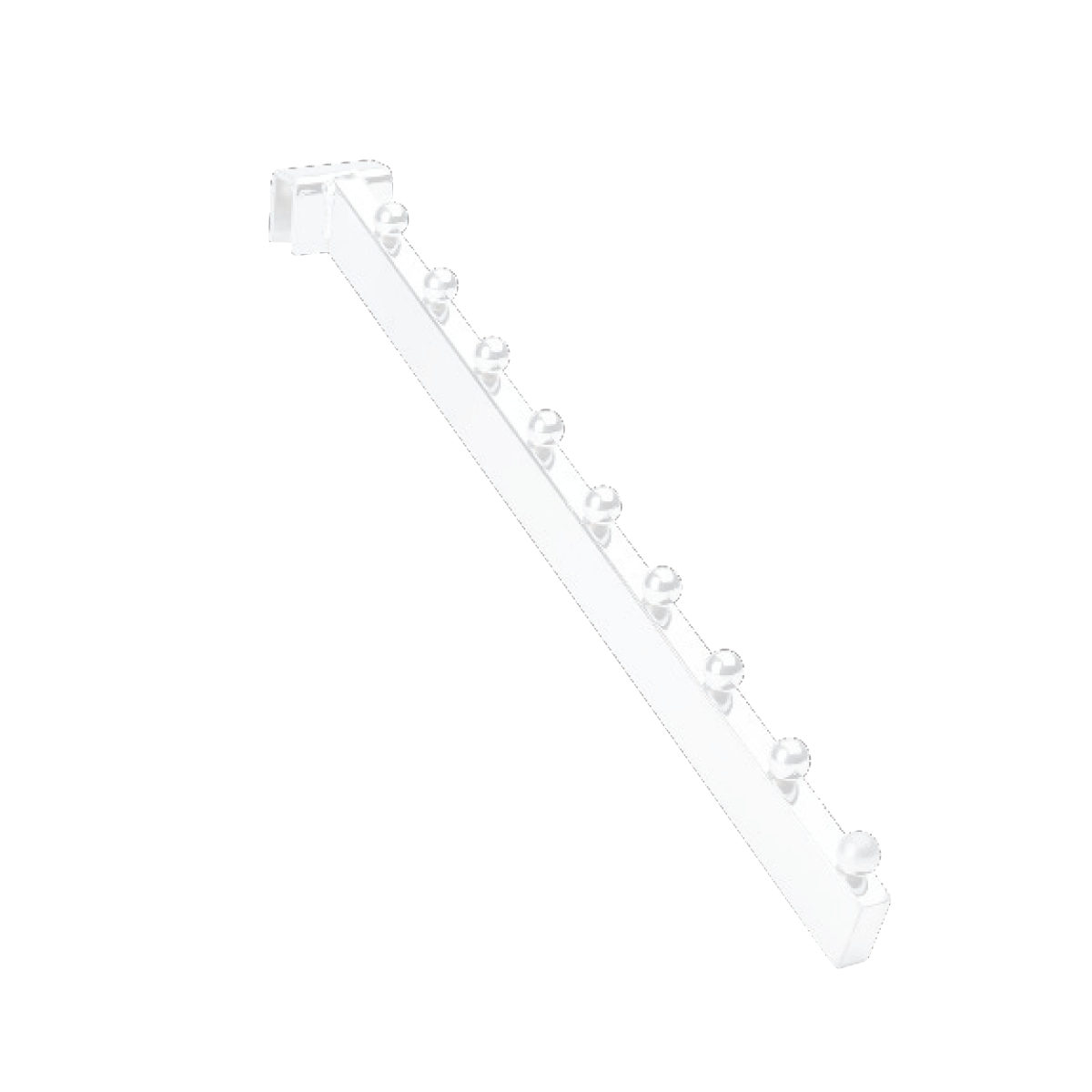 Angled front hanger with 9 balls. White, multi-accessory - 12 mm