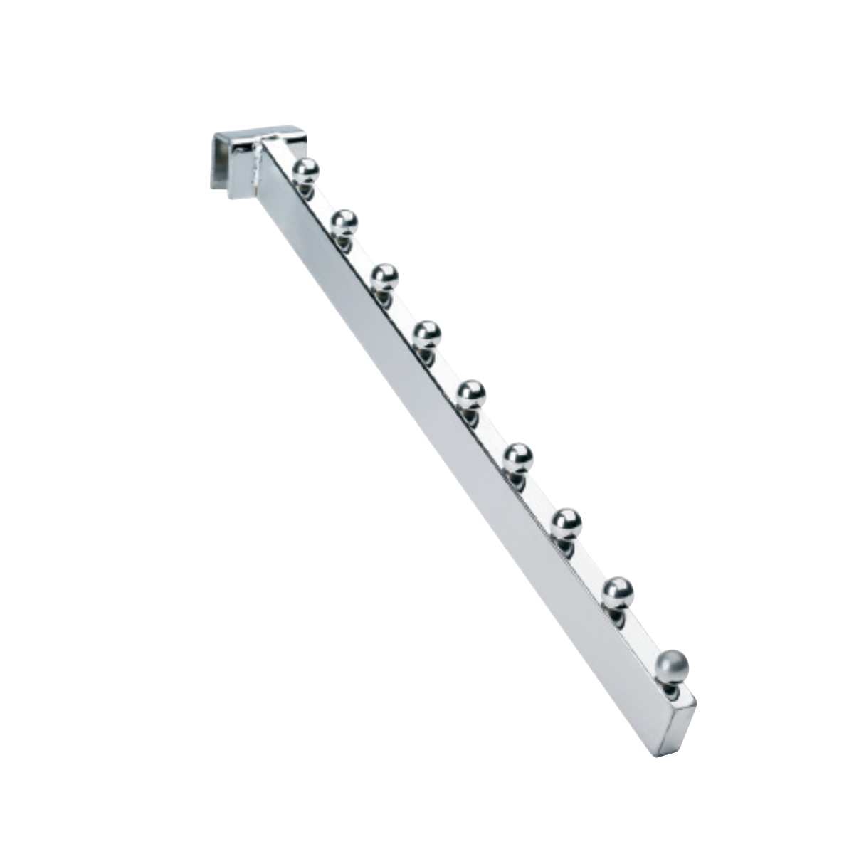 Angled front hanger with 9 balls. Chrome, multi-accessory - 12 mm