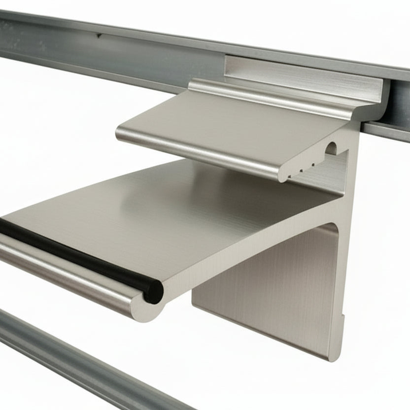 Glass shelf fittings for grooved panel. 1 set.