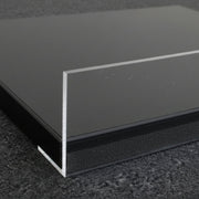 Melamine shelf black, angled, with chrome front edge, 91 x 37 cm