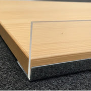 Melamine shelf maple, angled, with chrome front edge, 91 x 37 cm