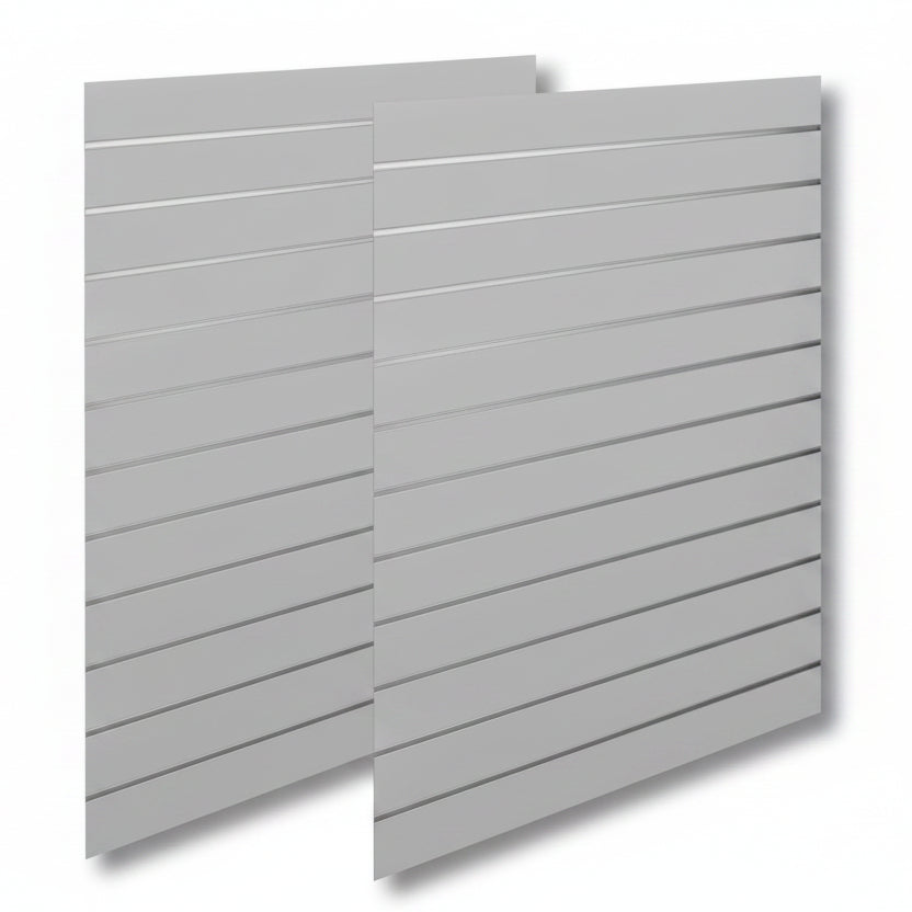 Grooved panel - Standard (120 x 240 cm) - Gray with aluminum strips