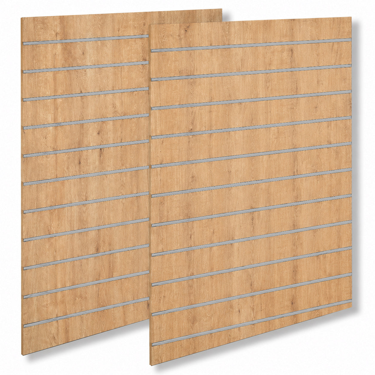Grooved panel - Standard (120 x 240 cm) - Oak-look with aluminum strips