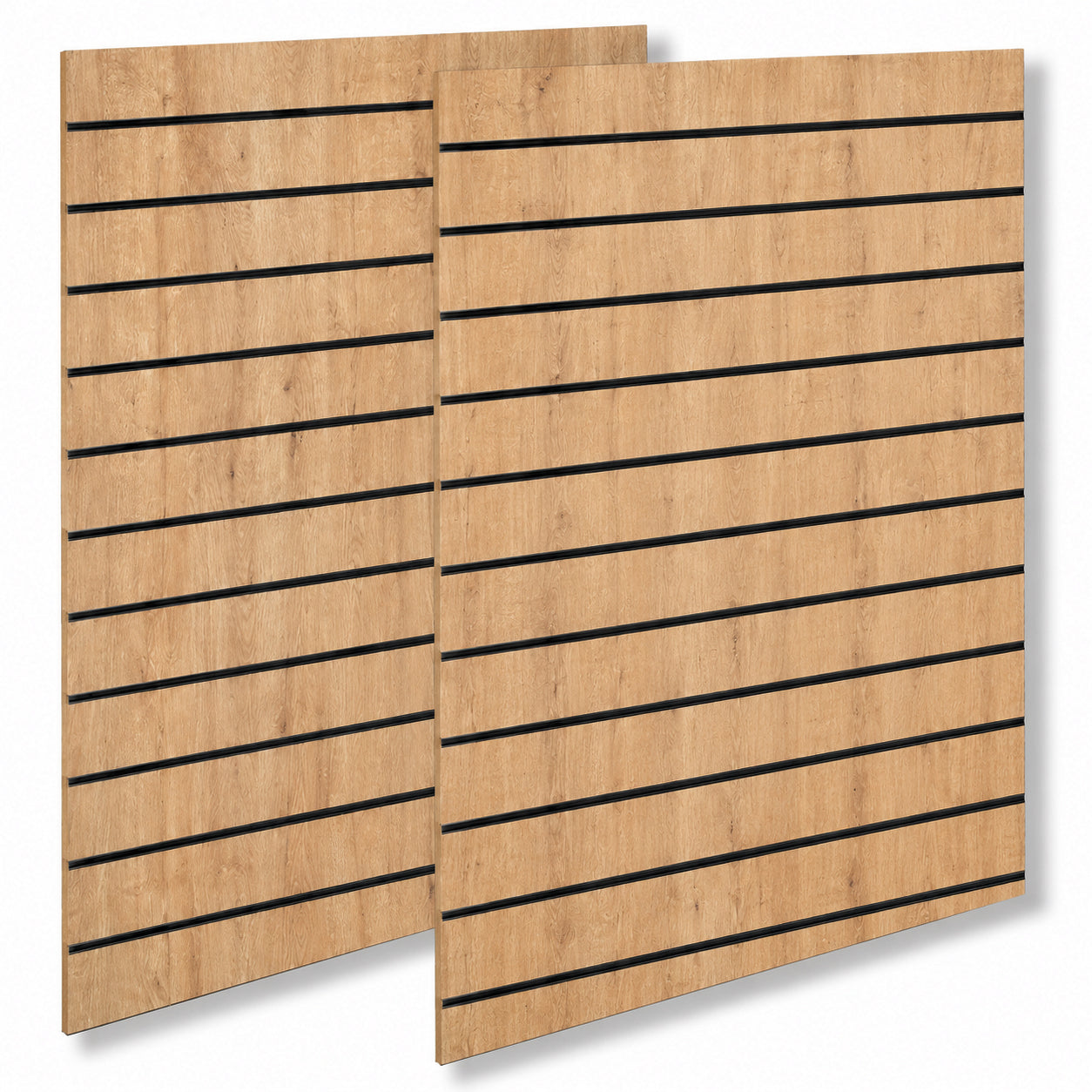 Grooved panel - Standard (120 x 240 cm.) - Oak-look aluminum strips in black