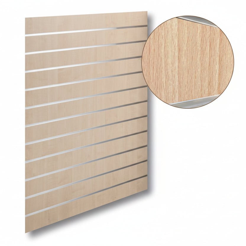 Grooved panel - Standard (120 x 120 cm) - Maple with aluminum strips