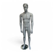 Male mannequin w/ face - Standard, sculpted hair - Matte gray