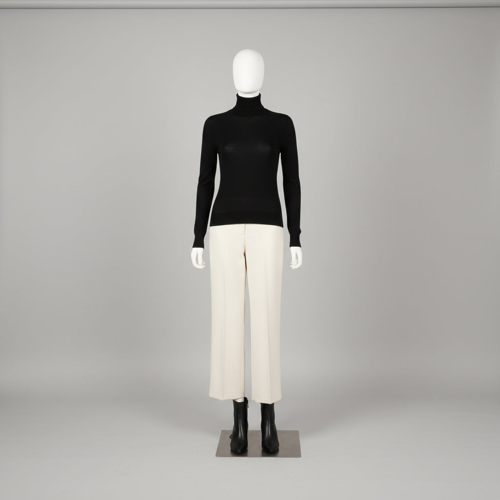 Standard women's mannequin, A, with straight arms, head without facial features and brushed satin metal base plate, white