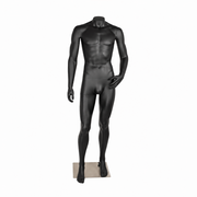 Men's mannequin, model D with bent arm and flexible head attachment, black. Standard