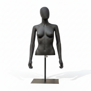 Female torso for tabletop display. Black plastic