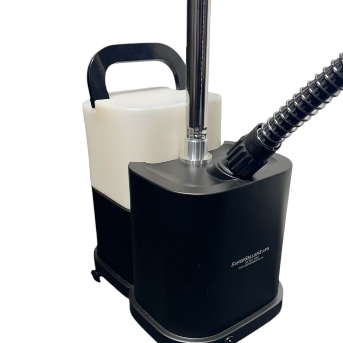 SuperSellerS Elite professionel steamer med 4 liters vandtank og sort metalbase til effektiv tøjpleje