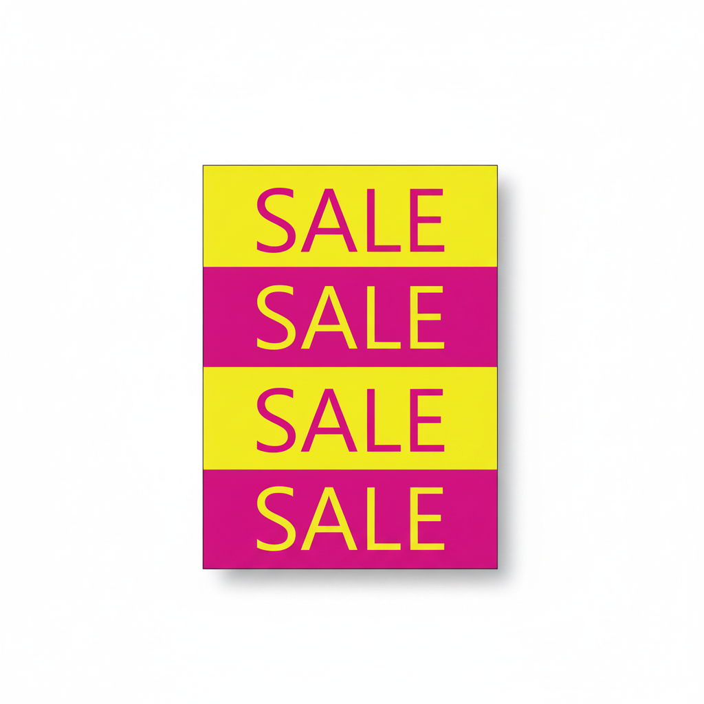 Poster. SALE, yellow and pink, 50 x 70 cm