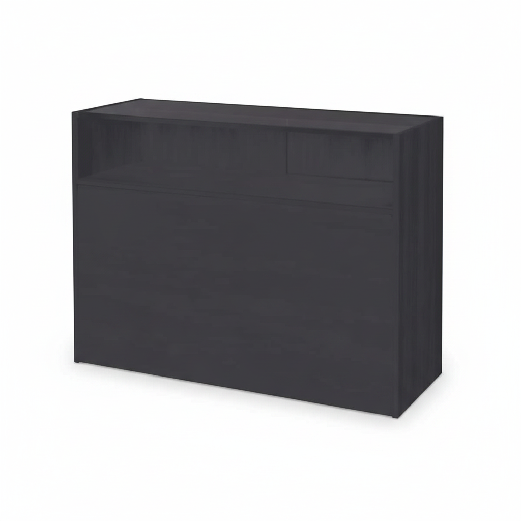 Slimline Disk, glass module, with 1/4 glass front and sliding doors, black, W 122 × D 46 × H 96 cm