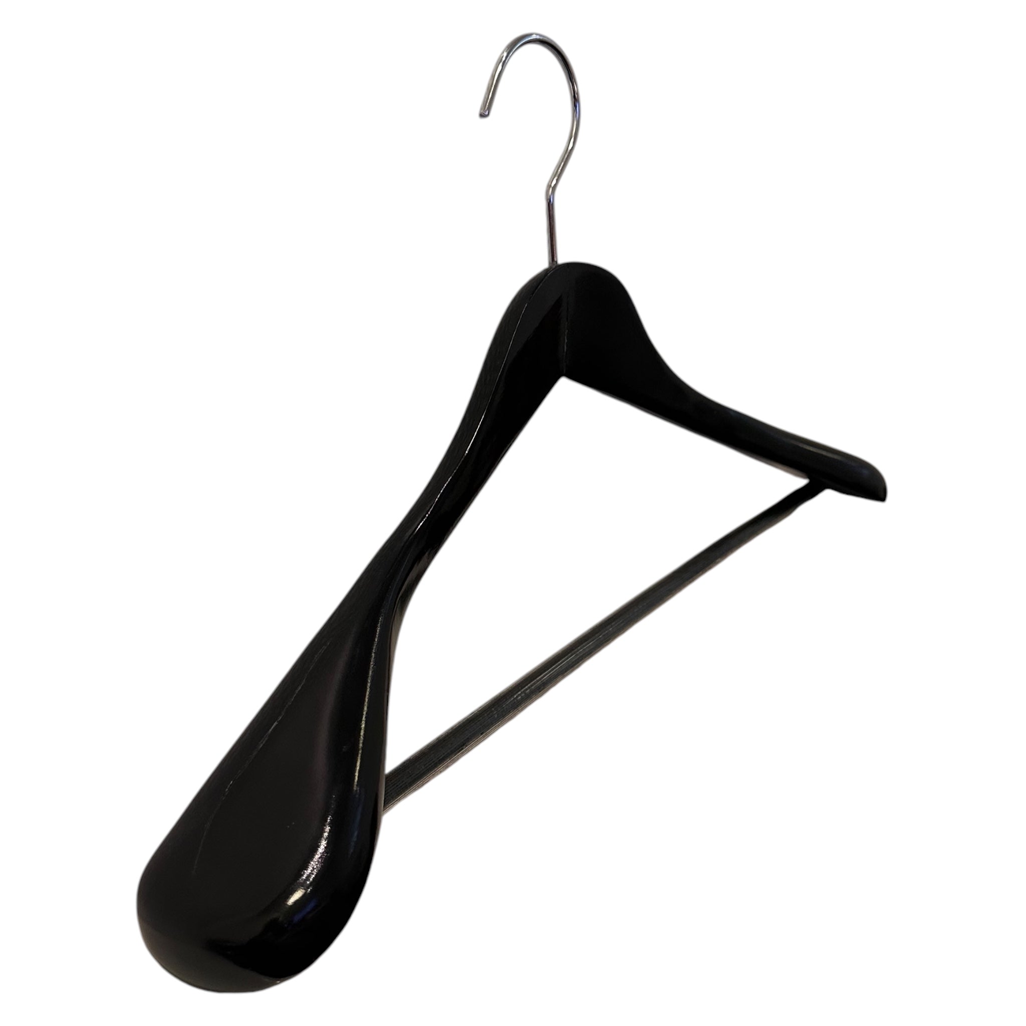 Wooden hanger, coat hanger, glossy black, 2nd quality