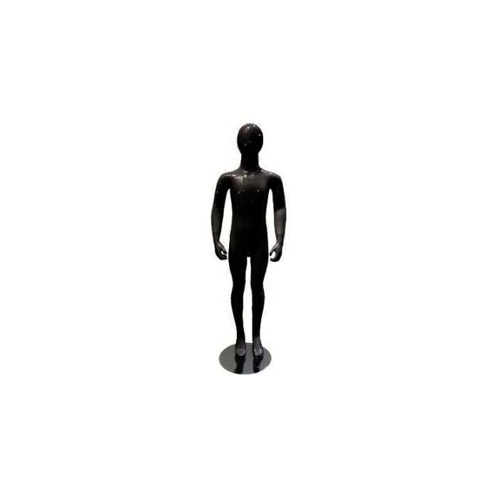 Children's mannequin. Black high gloss with head. 8–10 years. H134 cm. Standing