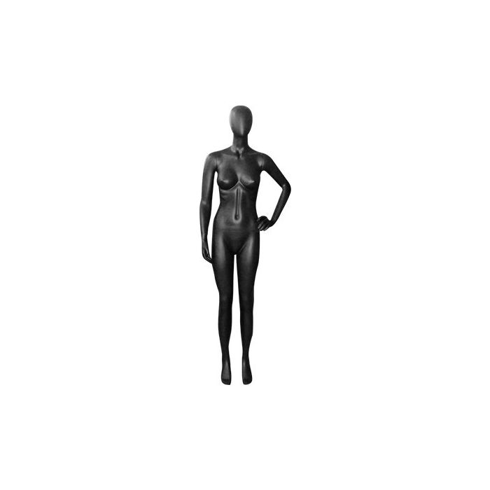 Female mannequin. Black with faceless head. Hand rests on hip. K&Q