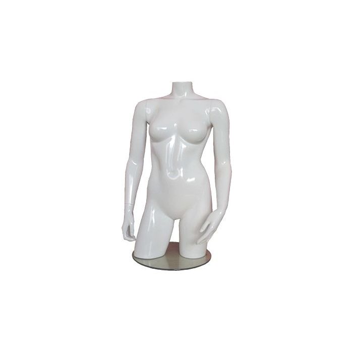 Hvid high gloss dametorso i glasfiber uden hoved