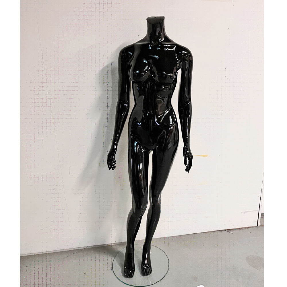 Faceless female mannequin. Black high-gloss with faceless head. Can be used with or without head. Model B