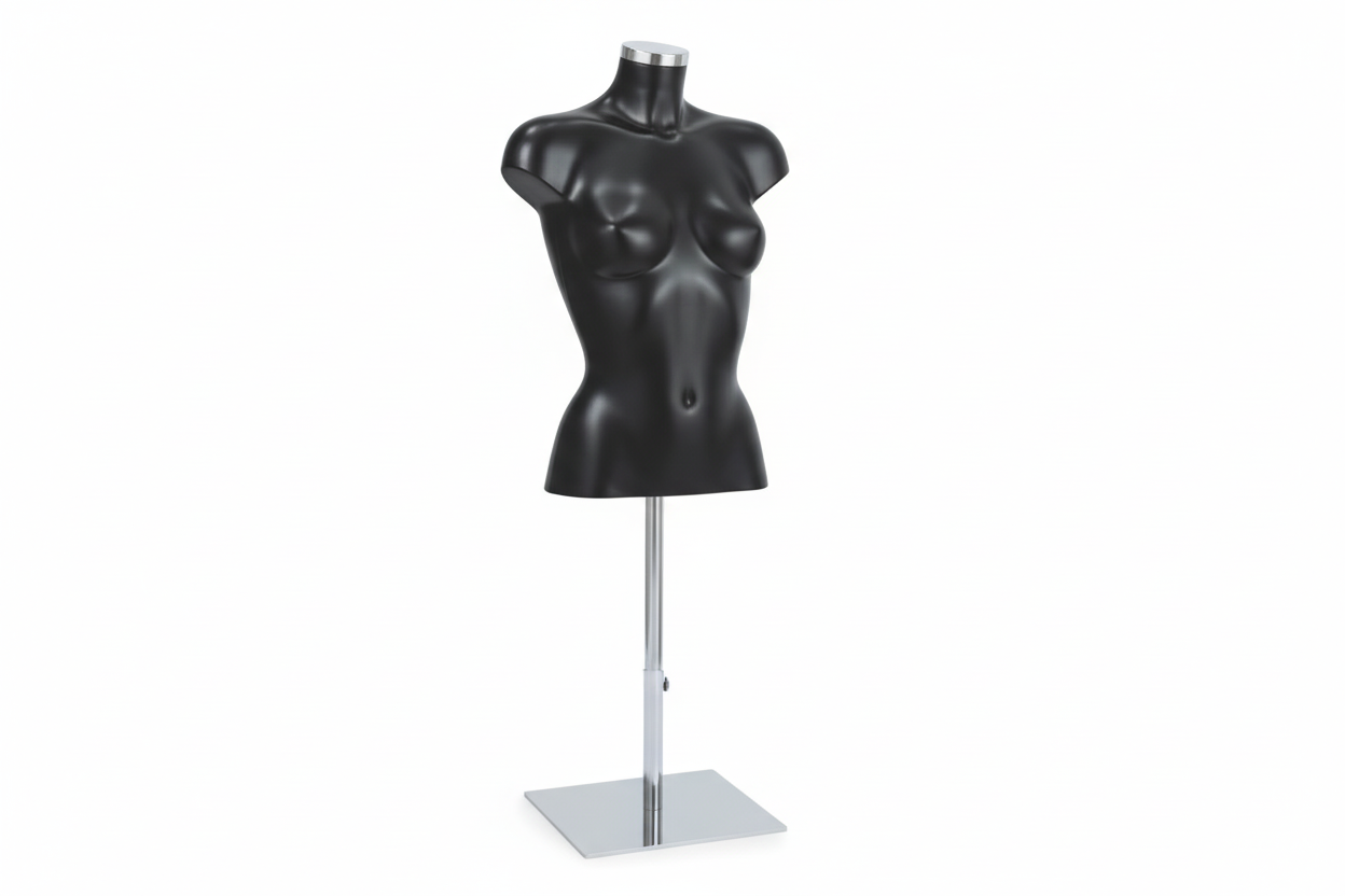 Krom stander til torso på hylde