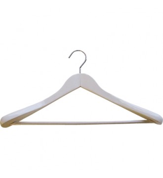 wood hanger, jacket hanger, glossy white 2nd quality