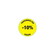 Yellow discount sticker 10%. Roll of 500 pcs. Ø 30 mm.