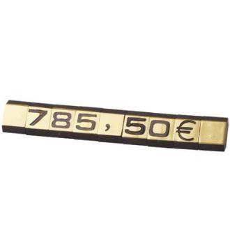 Prismærkesæt, 360 stk. m/ stander. Guld L7 x H9.5 mm.