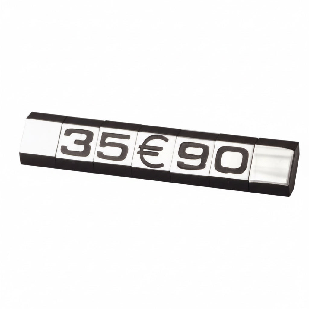 Price tag set, 360 pcs with stand. Silver L7 x H9.5 mm.