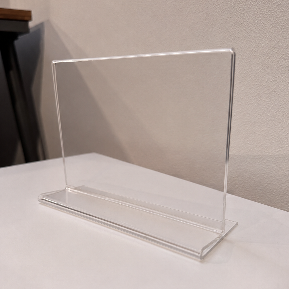 Sign holder, A6 wide, straight, acrylic