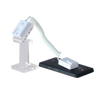 Anti-theft display stand - for e.g. phones. Clear acrylic. 5 x 5 x H 12.5 cm.