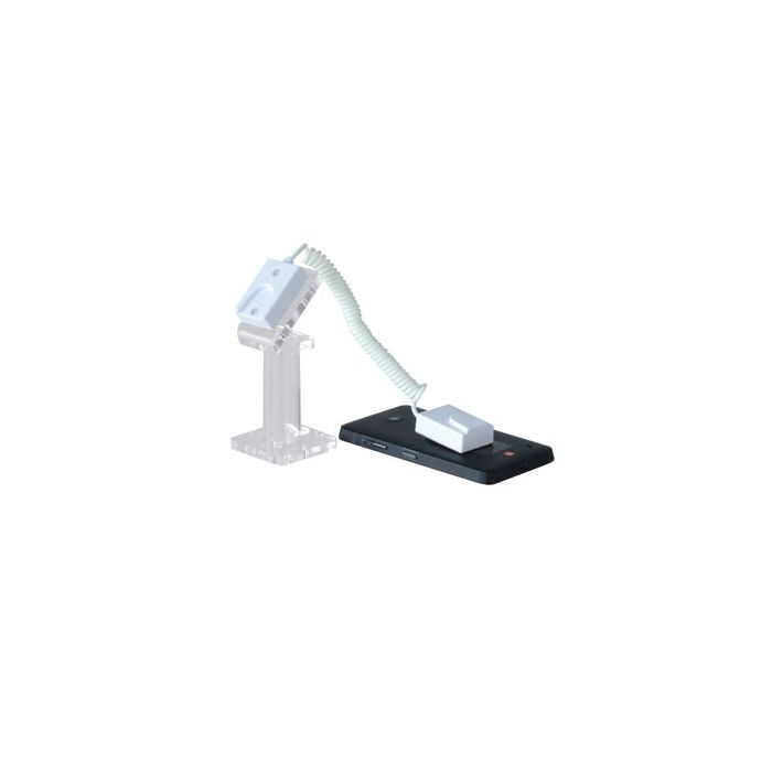 Anti-theft display stand - for e.g. phones. Clear acrylic. 5 x 5 x H 12.5 cm.
