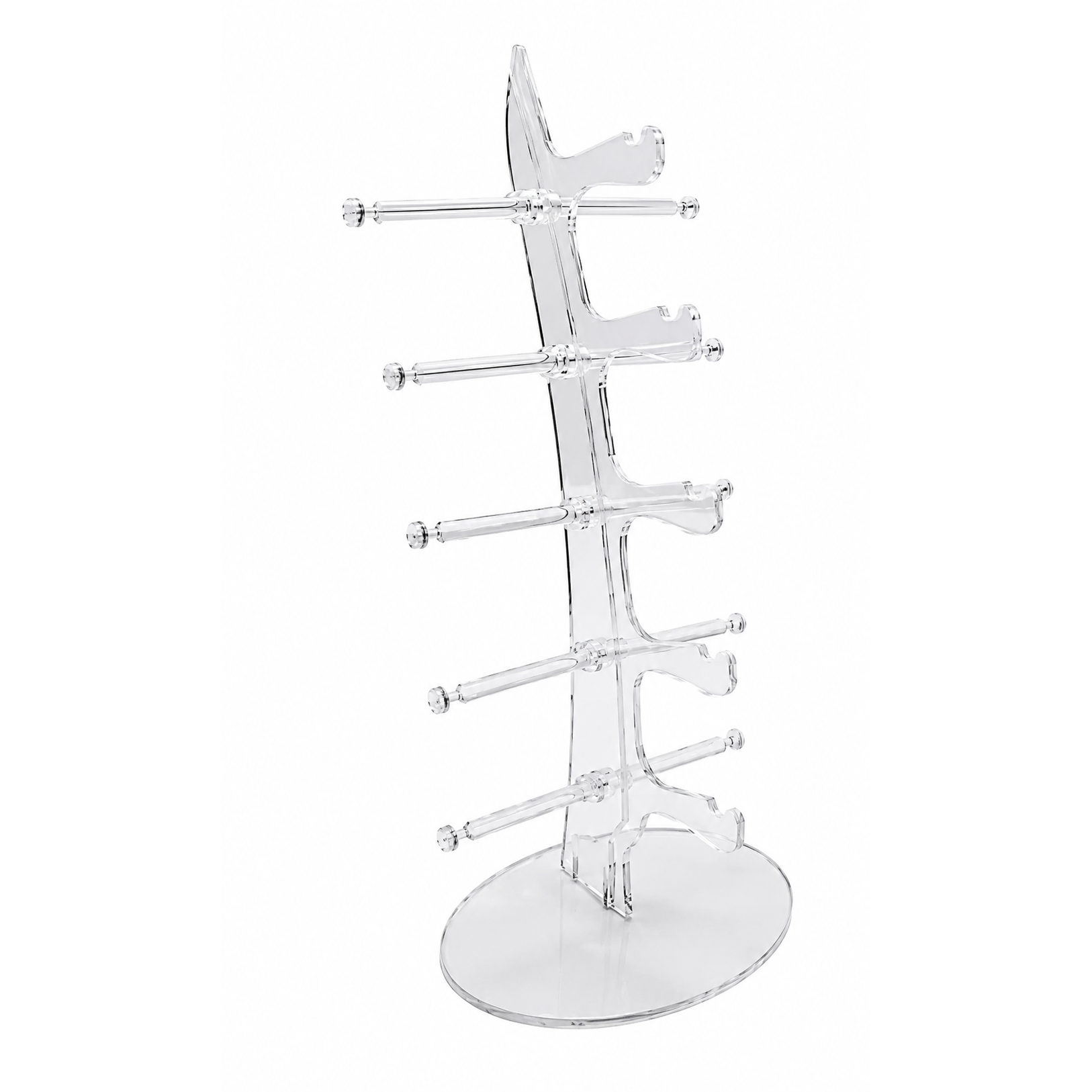 Eyeglass display on stand. Transparent for 5 glasses. L 16 x W 10.5 x H 34 cm