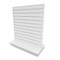 Gondola, double-sided, white, B124 x D61 x H132 cm. Groove spacing 10 cm. Includes wheels