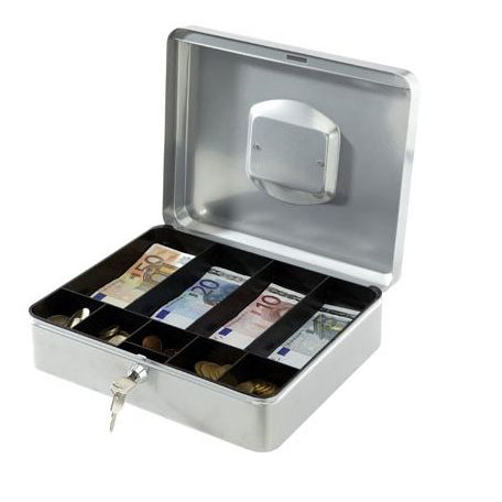 Cash box 30 x 24 x H9 with key. Grey