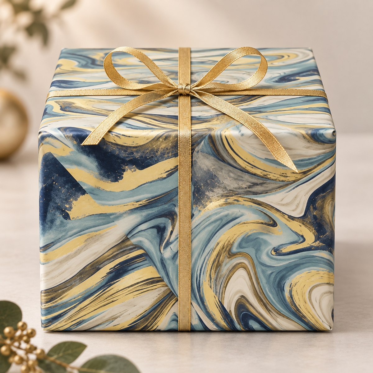 Gift wrap paper B 50 cm. Marble look, coated paper. 100 m.
