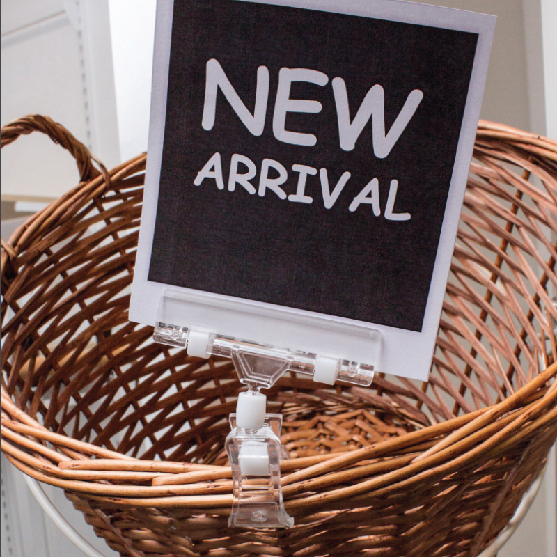 Clear Grip sign holder with wide clamp, clear acrylic, H10 cm