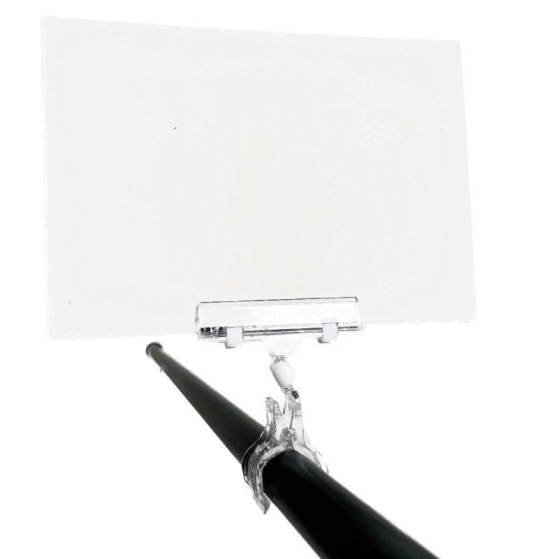 Clear Grip sign holder with wide clamp, clear acrylic, H10 cm