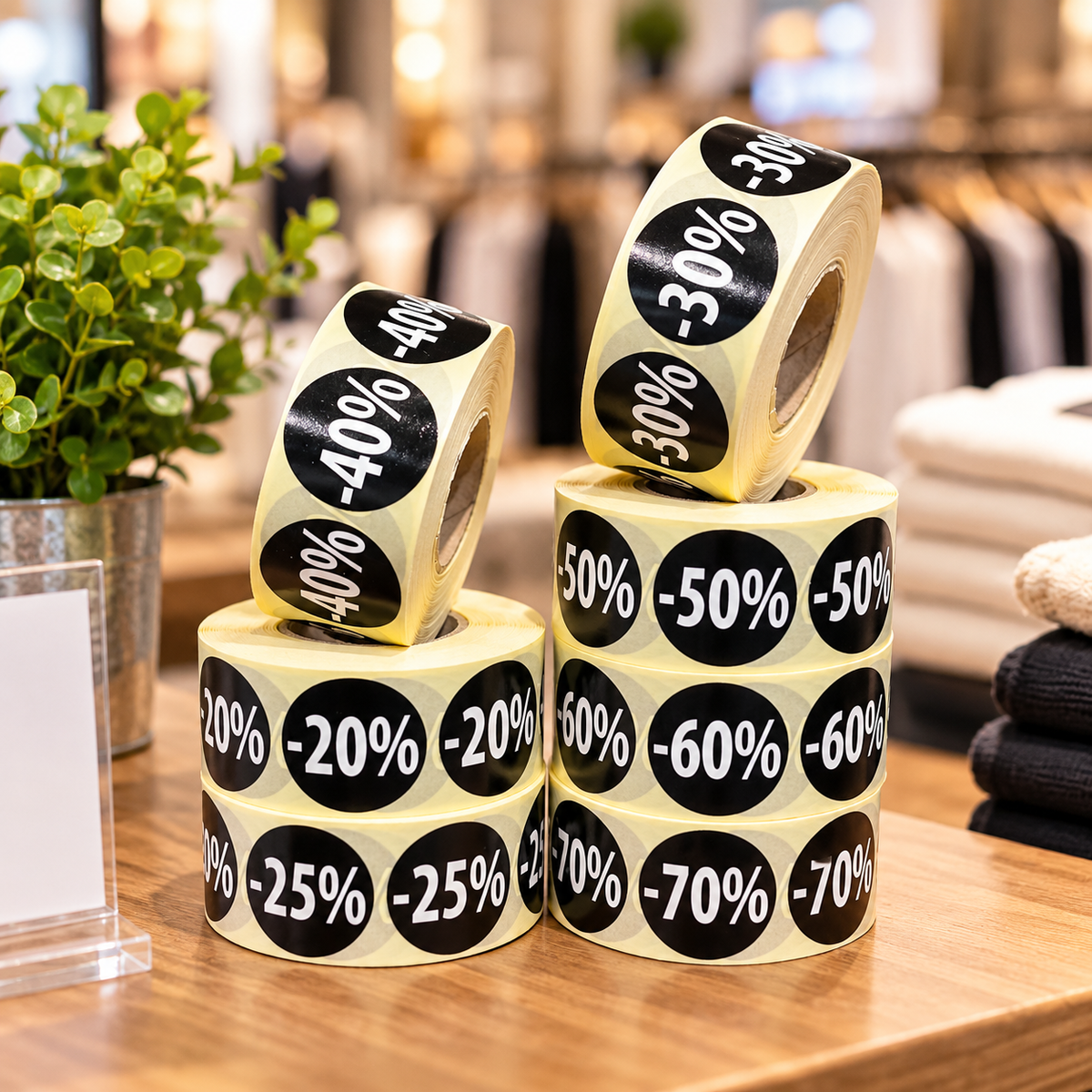 Black labels w/ percent - 1,000 pcs. Choose percent