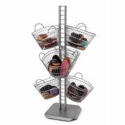 Flight Curved Tower with 6 Metal Baskets – Titanium, W95 x H165 cm