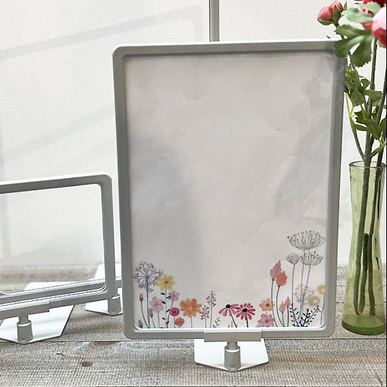 Sign holder, A4, with insertion plate, plastic, light gray