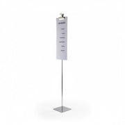 Sign holder with clamp, chrome, base plate 10 x 10 cm, H73 cm