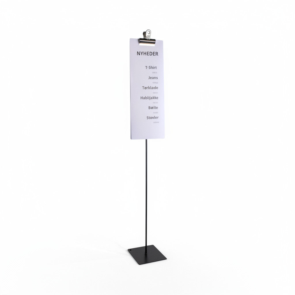 Sign holder with galvanized clamp, black, 10 x 10 cm base plate, H73 cm