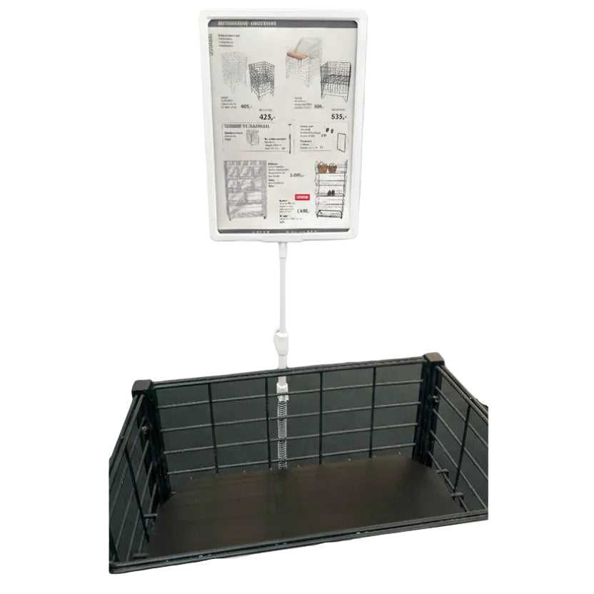 Sign holder, A4, with spring for wire, plastic, White