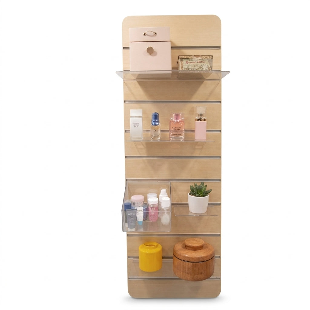 Wall set - Small items wall on slatwall panel with clear acrylic accessories