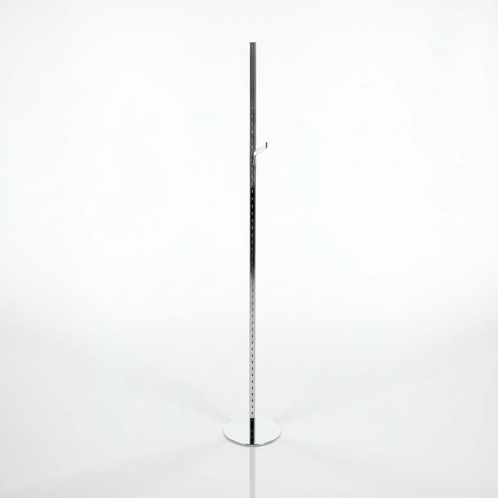 Window / column display w/ front hanger. 40 mm, H226 cm. Chrome